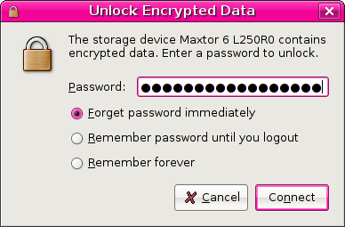 Using gnome-volume-manager mounting and providing the password all gets very easy